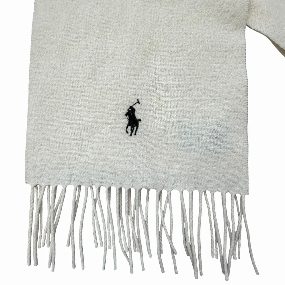 Vintage Polo Ralph Lauren 100% Lambswool Fringe Scarf 7